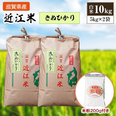 【毎月定期便】近江米きぬひかり10kg+米粉200g付き全3回