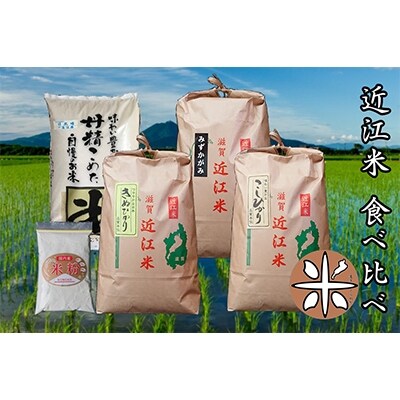 2022年6月発送開始『定期便』令和3年産近江米10kg　4品種食べ比べ　米粉付き全4回