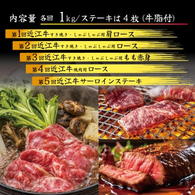 【毎月定期便】近江牛の食べ比べお肉!各1kg 全5回