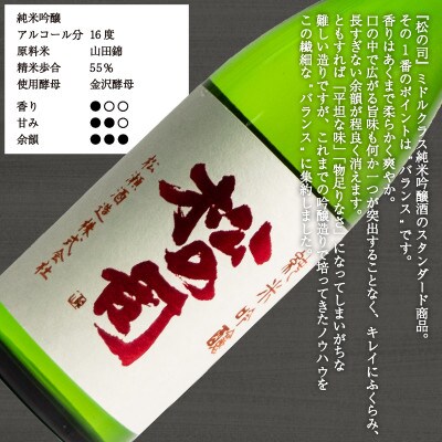 日本酒セット 松の司 純米大吟醸「陶酔」、「純米吟醸」、純米吟醸「楽」各720ml×1本 AJ016