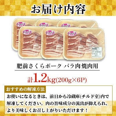 肥前さくらポーク バラ肉 焼肉用 計1.2kg
