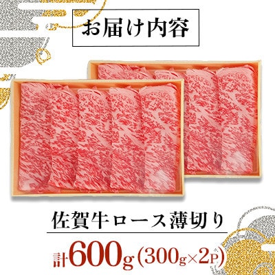 佐賀牛 ロース うすぎり 計600g(300g×2p)