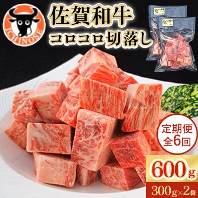 【毎月定期便】佐賀和牛 コロコロ切落し 600g(300g×2袋)全6回