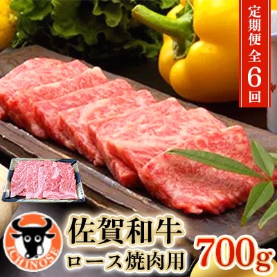 【毎月定期便】佐賀和牛ロース焼肉用　700g全6回