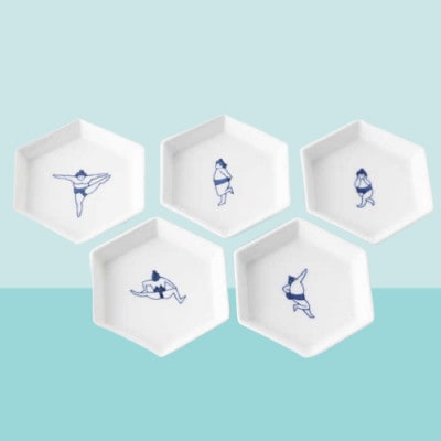 sumou 六角小皿 5点 【副武製陶所】