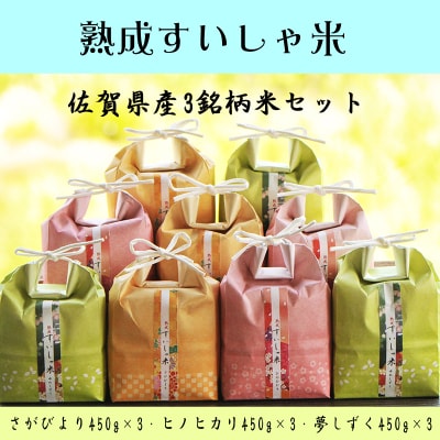 【熟成すいしゃ米】佐賀県産銘柄米3合(450g)9個セット(さがびより・夢しずく・ヒノヒカリ)