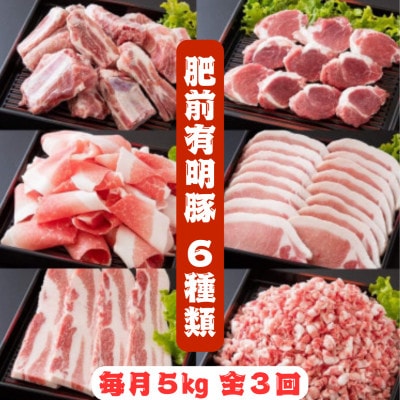 【毎月定期便】肥前有明豚 バラエティセット 総計5kg全3回