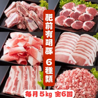 【毎月定期便】肥前有明豚 バラエティセット 総計5kg全6回