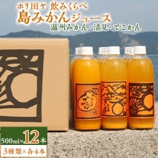 ホリ田ヤの飲みくらべ 島みかんジュース 3種類500ml&times;12本セット【VC00690】