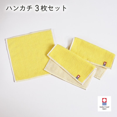 (今治タオル)キャンバスタオル　ハンカチ　3枚セット(イエロー)【I002150HT3Y】