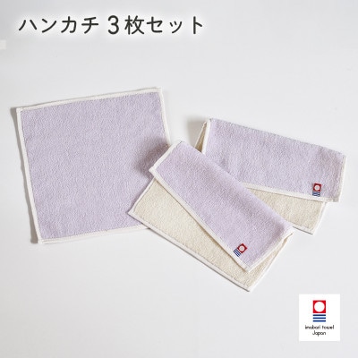 (今治タオル)キャンバスタオル　ハンカチ　3枚セット(パープル)【I002150HT3PU】
