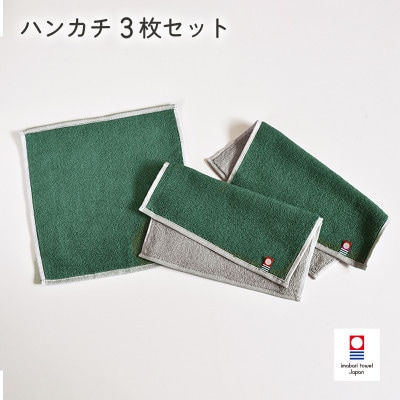 (今治タオル)キャンバスタオル　ハンカチ　3枚セット(グリーン)【I002150HT3G】