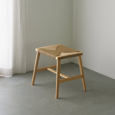 奈良県産ヒノキ 手編みペーパーコードのスツール Paper Cord Stool