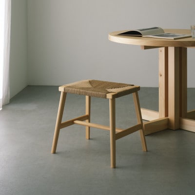 奈良県産ヒノキ 手編みペーパーコードのスツール Paper Cord Stool