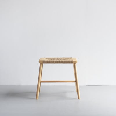 奈良県産ヒノキ 手編みペーパーコードのスツール Paper Cord Stool