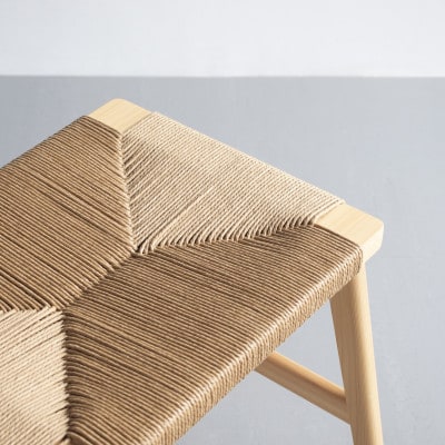 奈良県産ヒノキ 手編みペーパーコードのスツール Paper Cord Stool