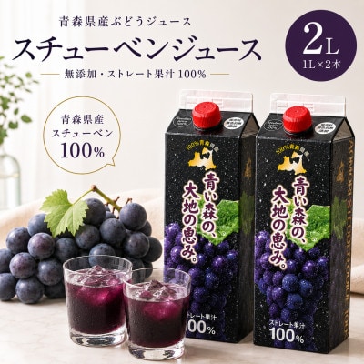 【青い森の、大地の恵み。】青森県産ぶどう100%ストレートジュース　1L×2本