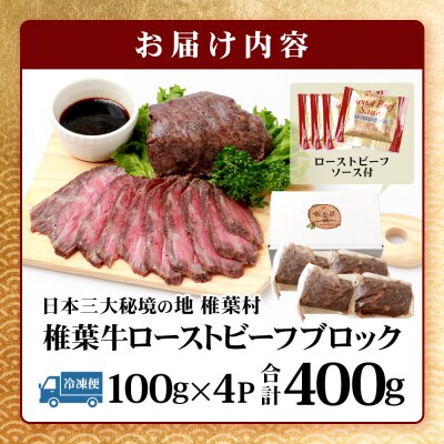 宮崎県産 椎葉牛 ローストビーフブロック【400g】お試しソース付き TK-34