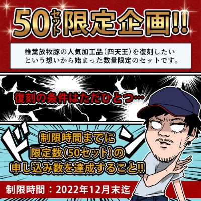 【限定50セット企画】椎葉放牧豚 みんなの力で加工品 四天王 復刻セット【目標達成か!?断念か!?】