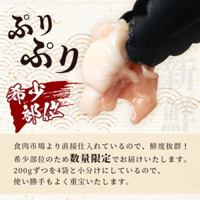 宮崎県産 椎葉牛 ぷりぷりホルモン(小腸)200g×4袋 合計800g【もつ鍋・焼肉用】ホルモン焼き