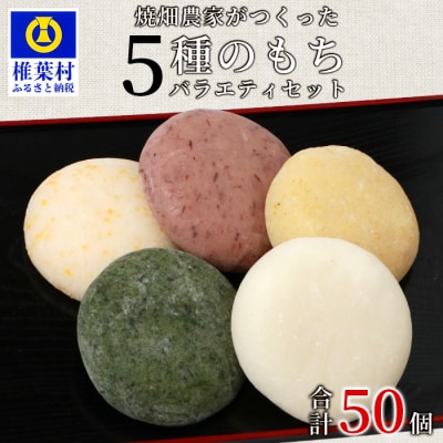 焼畑農家がつくった5種のお餅セットB(白もち よもぎもち とうきびもち あずきもち あわもち)