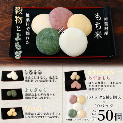 焼畑農家がつくった5種のお餅セットB(白もち よもぎもち とうきびもち あずきもち あわもち)