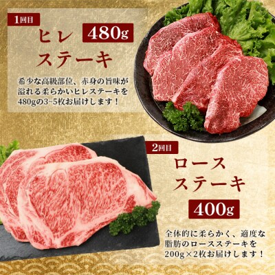 【 定期便 全3回 】 月に1回のお楽しみ! 椎葉牛ステーキ定期便 総重量 1,080g