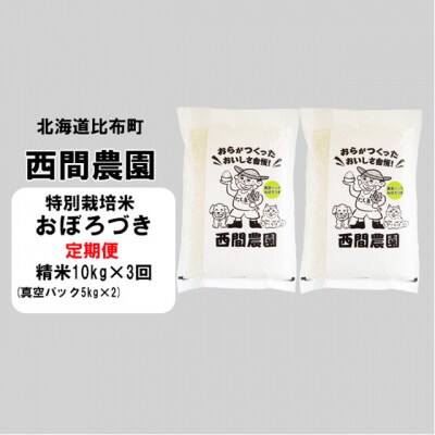 【新米受付開始】西間農園おぼろづき(特別栽培米)真空パック精米10kg 5210 s【3か月定期便】