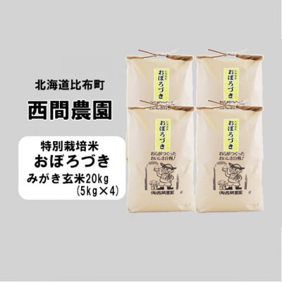 【新米受付開始】西間農園　おぼろづき(特別栽培米)　みがき玄米20kg 5124 sm