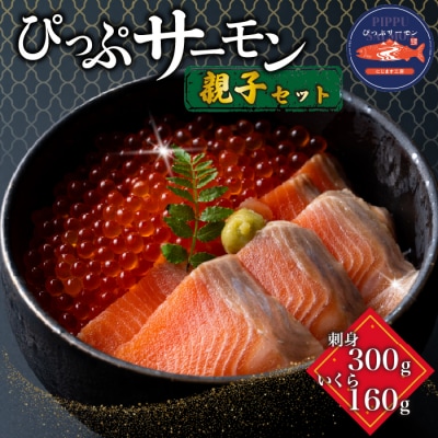 ぴっぷサーモン 親子セット(イクラ80g×2 刺身用フィレ100g×3)【にじます工房】
