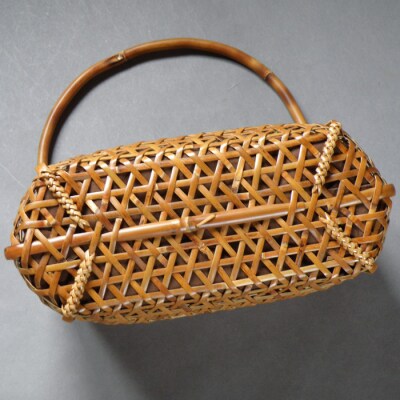 千島笹 燻煙麻の葉バッグ【北の竹工房】