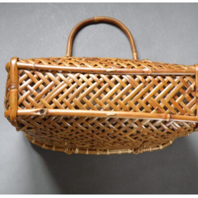 北の竹工房　千島笹燻煙透かし網代バッグ