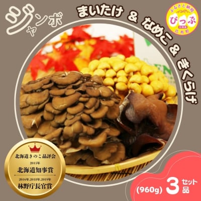 きのこ3種セット 計960g ジャンボまいたけ なめこ きくらげ【遠藤農産】