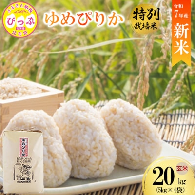 【先行受付】【西間農園】 特別栽培米 ゆめぴりか みがき玄米 20kg【12月から1月上旬発送】 