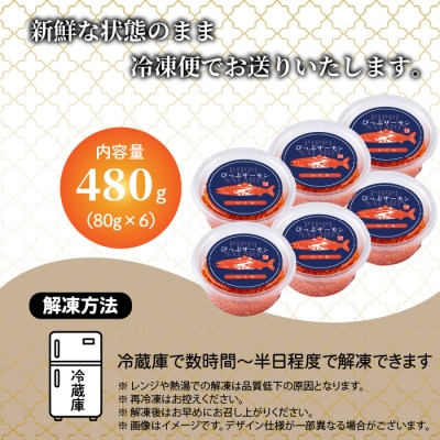 ぴっぷサーモン イクラ醤油漬け 480g (80g×6)【にじます工房】