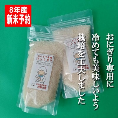【8年産新米 先行予約】おにぎり専用「コシヒカリ」白米 2合×10袋