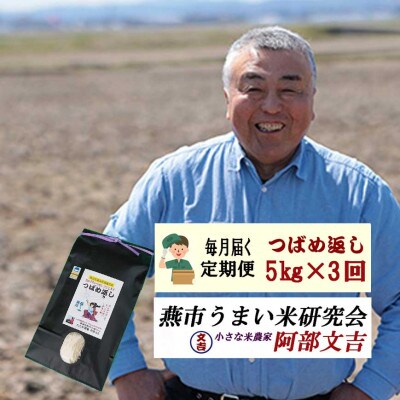 【毎月定期便】おかずのいらないコシヒカリ「つばめ返し」白米5kg全3回