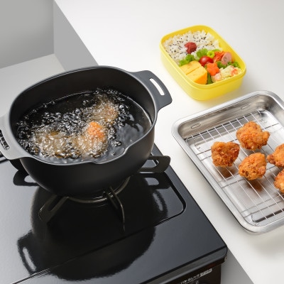 EM-095 燕三 IH対応 鉄楕円型揚げ鍋 20×17cm(温度計付)