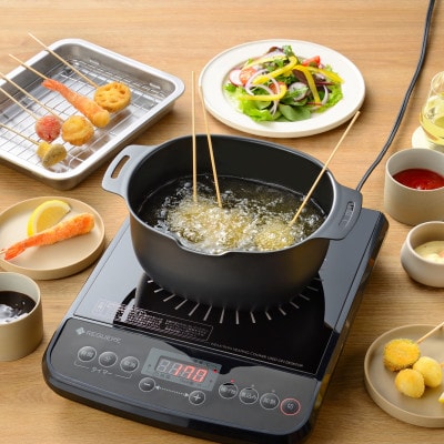 EM-095 燕三 IH対応 鉄楕円型揚げ鍋 20×17cm(温度計付)