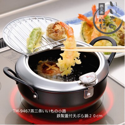 TM-9467 燕三条いいもの小路 鉄製蓋付天ぷら鍋 20cm