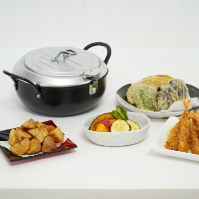 TM-9467 燕三条いいもの小路 鉄製蓋付天ぷら鍋 20cm