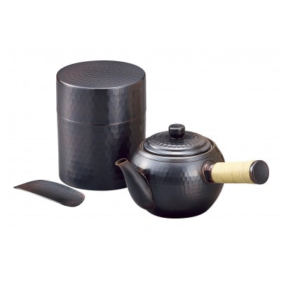 新潟県燕市産　純銅急須・茶筒セット(ブロンズ仕様)