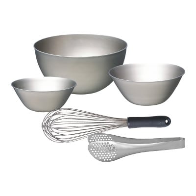 柳宗理デザイン　ステンレスボール3p(16,19,23cm)&泡立て&ステンレストング穴あき