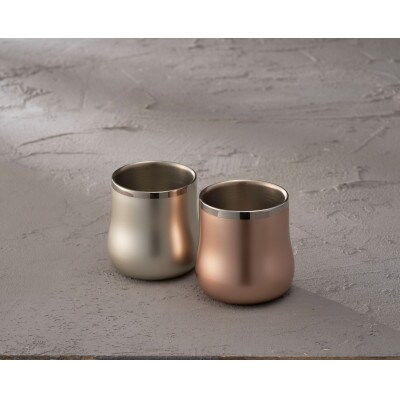 18-8ステンレス二重構造エレガンスDXフリーカップペア 　シャンパンシルバー&シャンパンゴールド