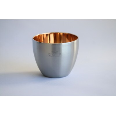 18-8ステンレス二重構造酒器　さくら　ぐい呑み　内面ピンクゴールドメッキ