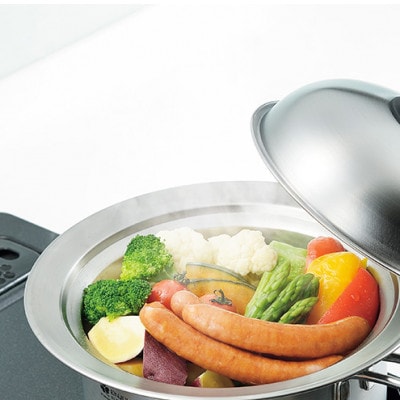 EJQ-2000 燕熟の技 ステンレス鍋 4点セット・着脱ハンドル・スチームプレート付き