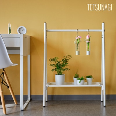 【TETSUNAGI】ハンガーラックミニ&スチールトレイセット　ホワイト　子ども用