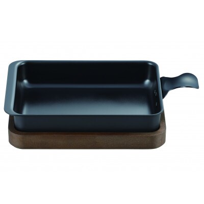 わたしのこだわり鉄鍋シリーズ　グリルプレート　シリコンコーティング　(木台付き)