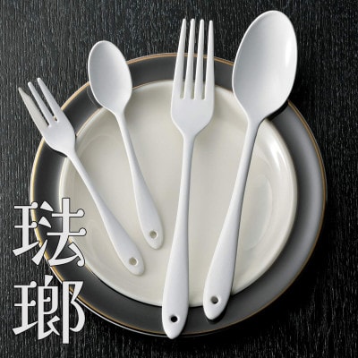 燕三条 琺瑯 ディナーカトラリーセット 4本 スプーン フォーク ステンレス ホーローホワイト