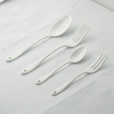 燕三条 琺瑯 ディナーカトラリーセット 4本 スプーン フォーク ステンレス ホーローホワイト